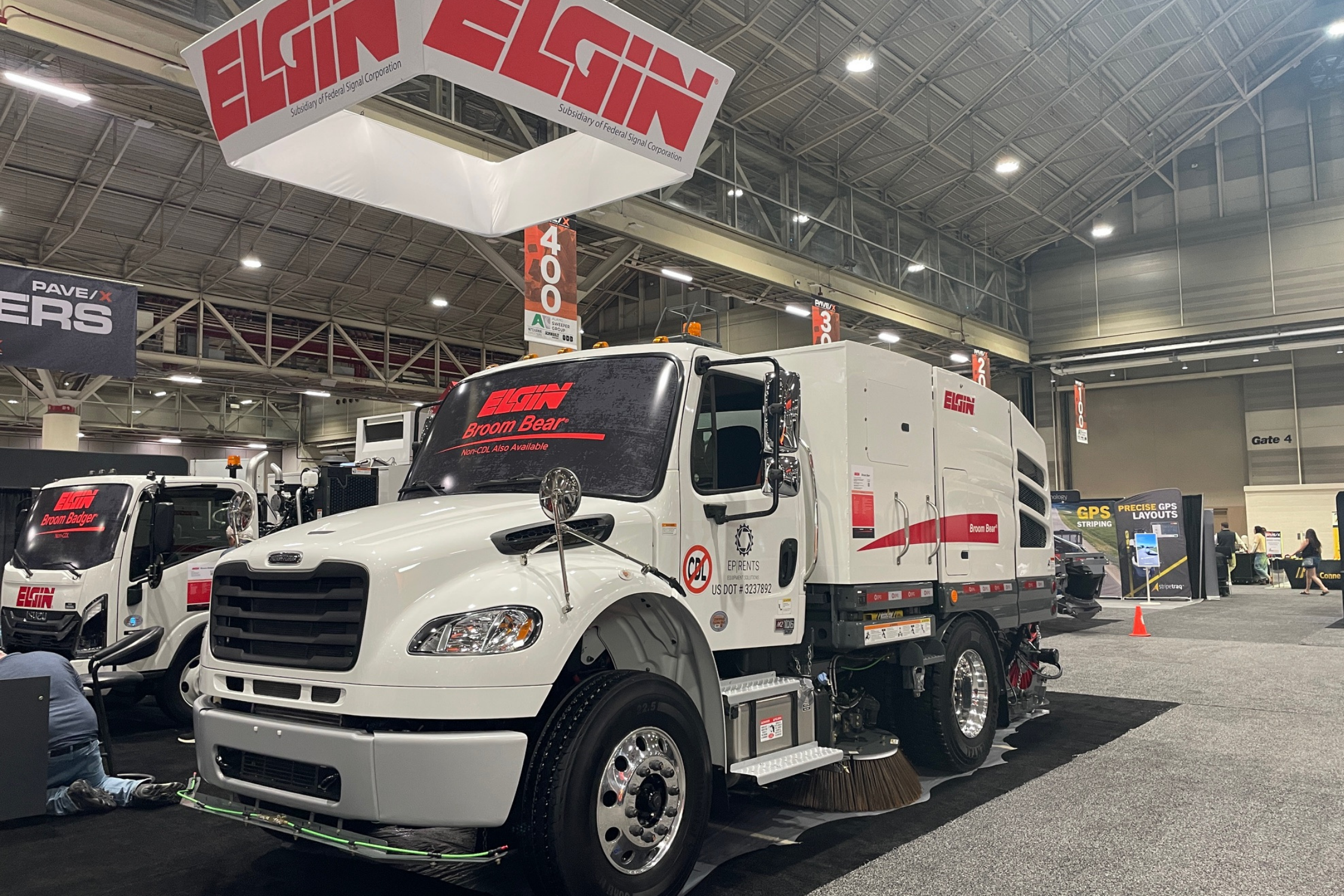 Elgin Broom Bear street sweeper at trade show